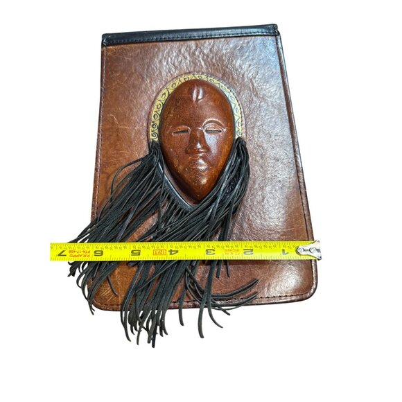 Vintage Artisan Rare Handmade African Leather Crossbody Purse With Tribal Mask D - Picture 13 of 14